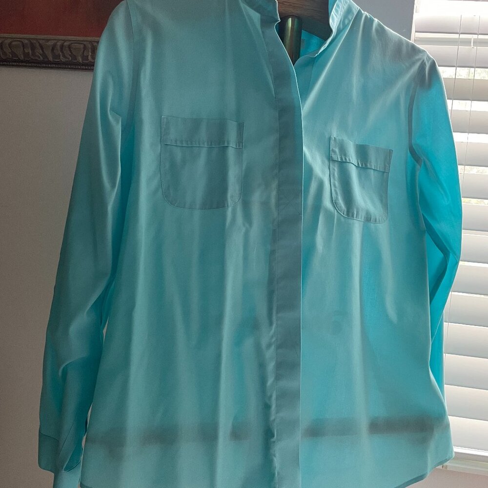 Womens Chico's Turquoise Shirt - Long sleeved Size 2 (large)